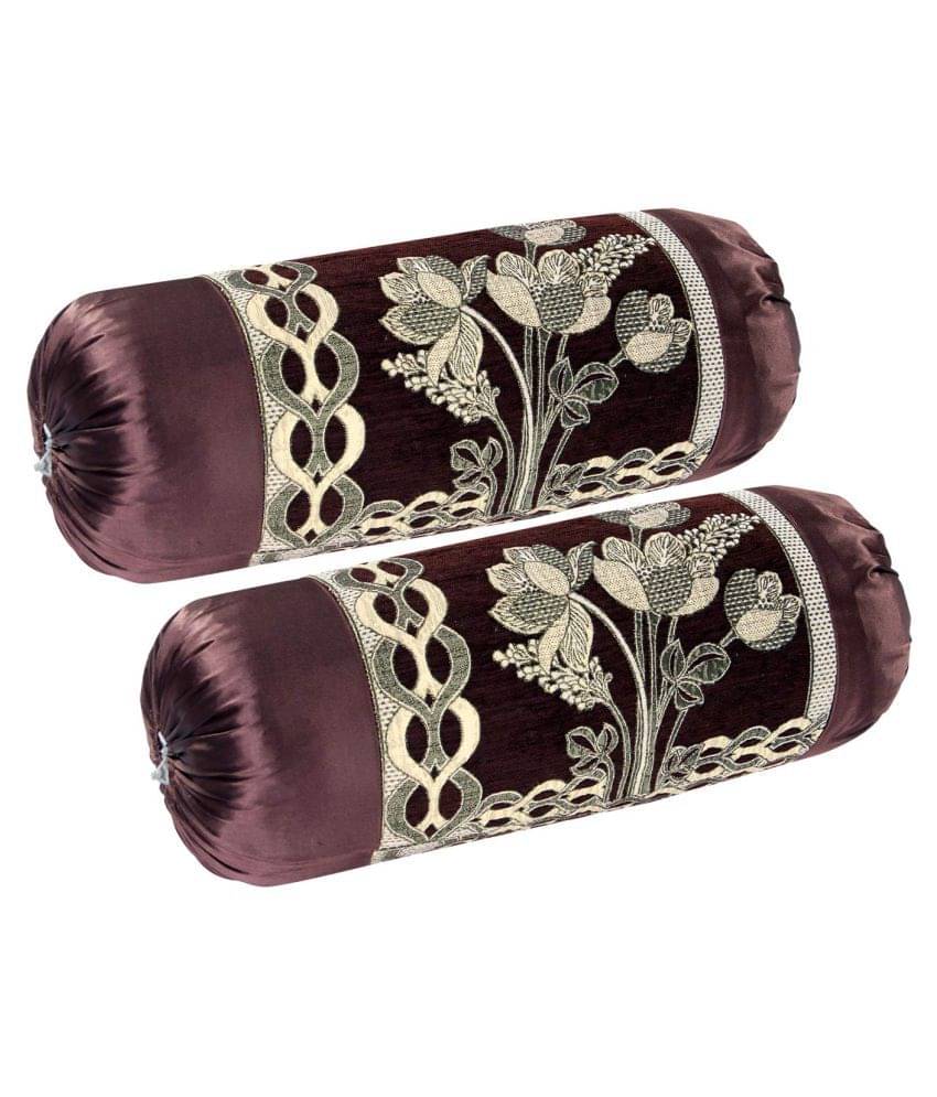     			MAHALUXMI COLLECTION Set of 2 Velvet Bolster Covers
