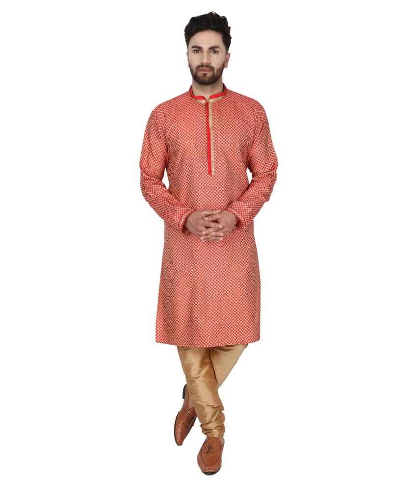 SKAVIJ Red Silk Blend Kurta Pyjama Set Pack of 2 - Kurtas & Kurta Sets | Buy online on ZillyBuy