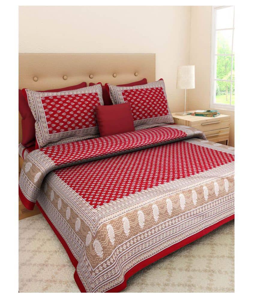 Bombay Spreads Cotton King Bedsheet ( Red )