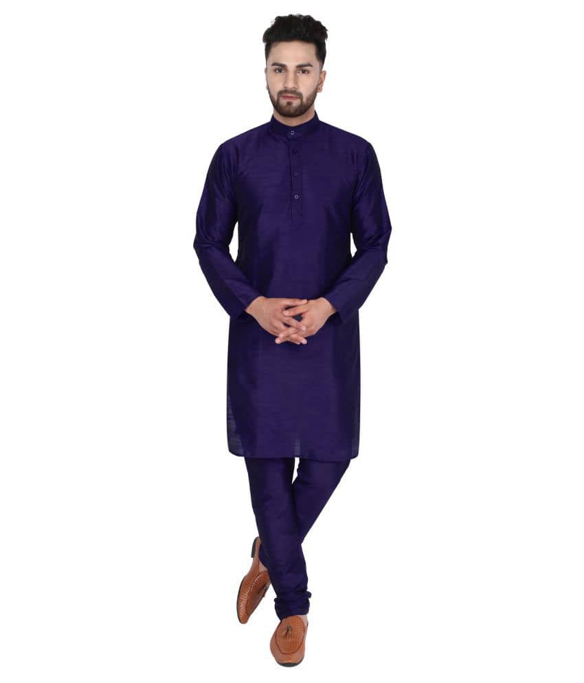 SKAVIJ Black Silk Blend Kurta Pyjama Set Pack of 2 - Kurtas & Kurta Sets | Buy online on ZillyBuy