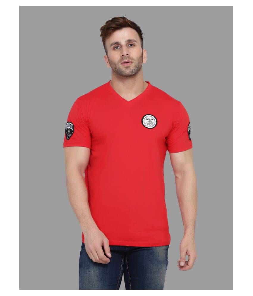 Tfurnish Cotton Blend Red Solids Slim Fit T-Shirt Tfurnish Cotton Blend Red Solids Slim Fit T-Shirt