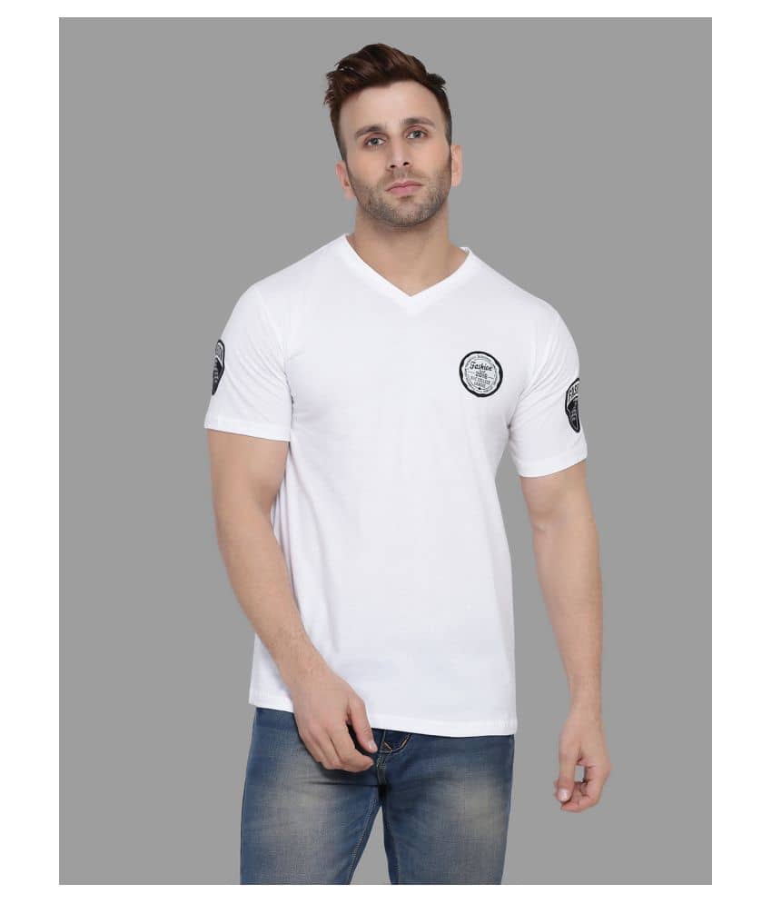Tfurnish Cotton Blend Blue Solids Slim Fit T-Shirt