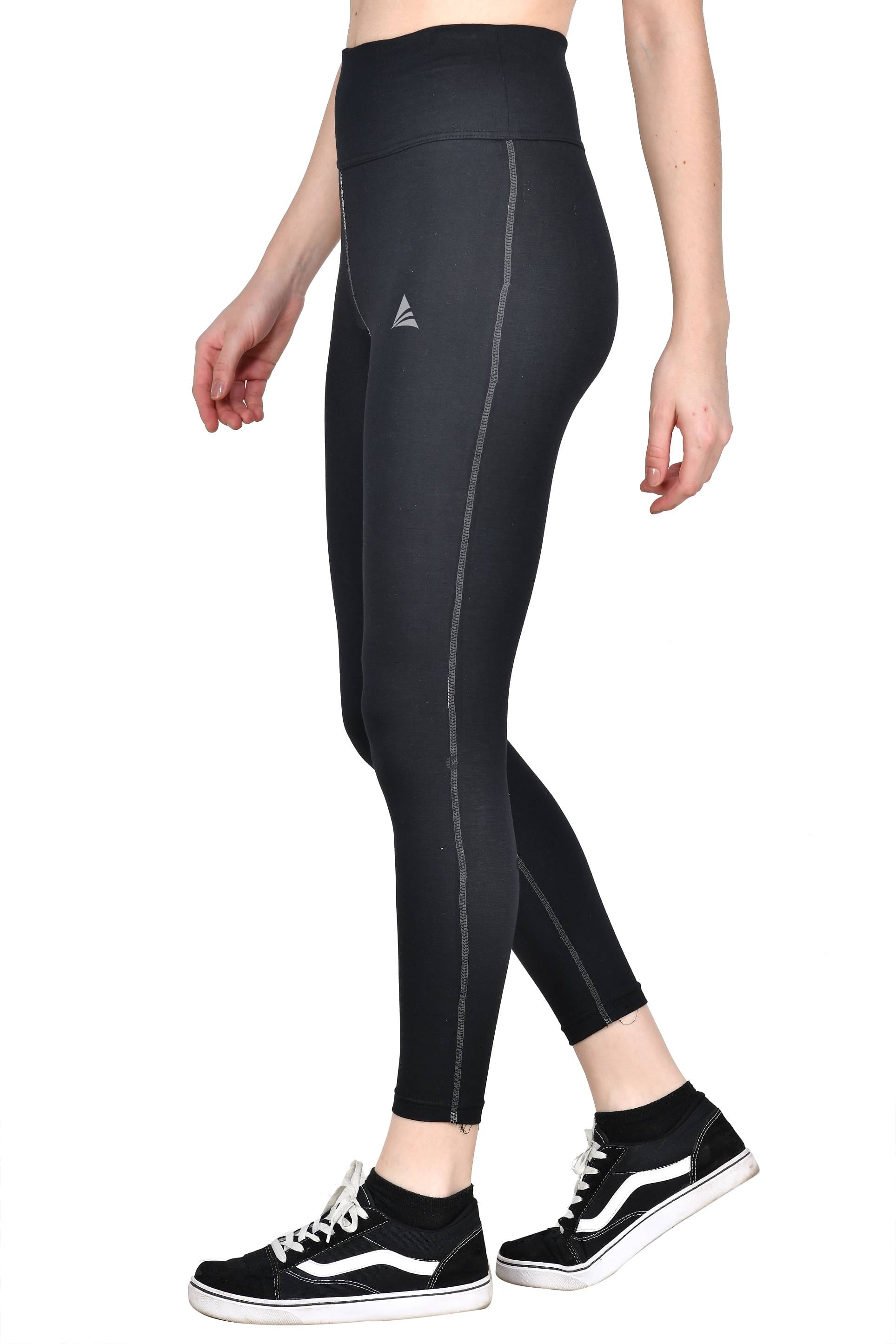     			ACTIWIN Black Cotton Lycra Solid Tights