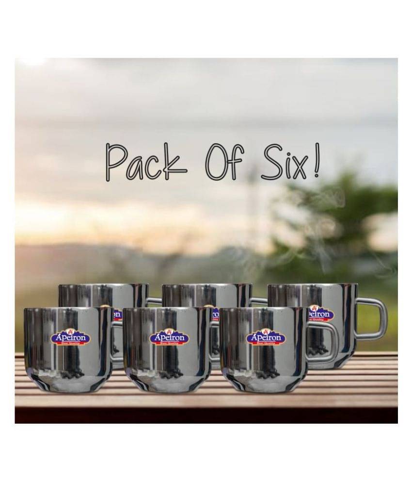     			APEIRON Steel Earl Grey Double Walled Tea Cup 6 Pcs 100 ml