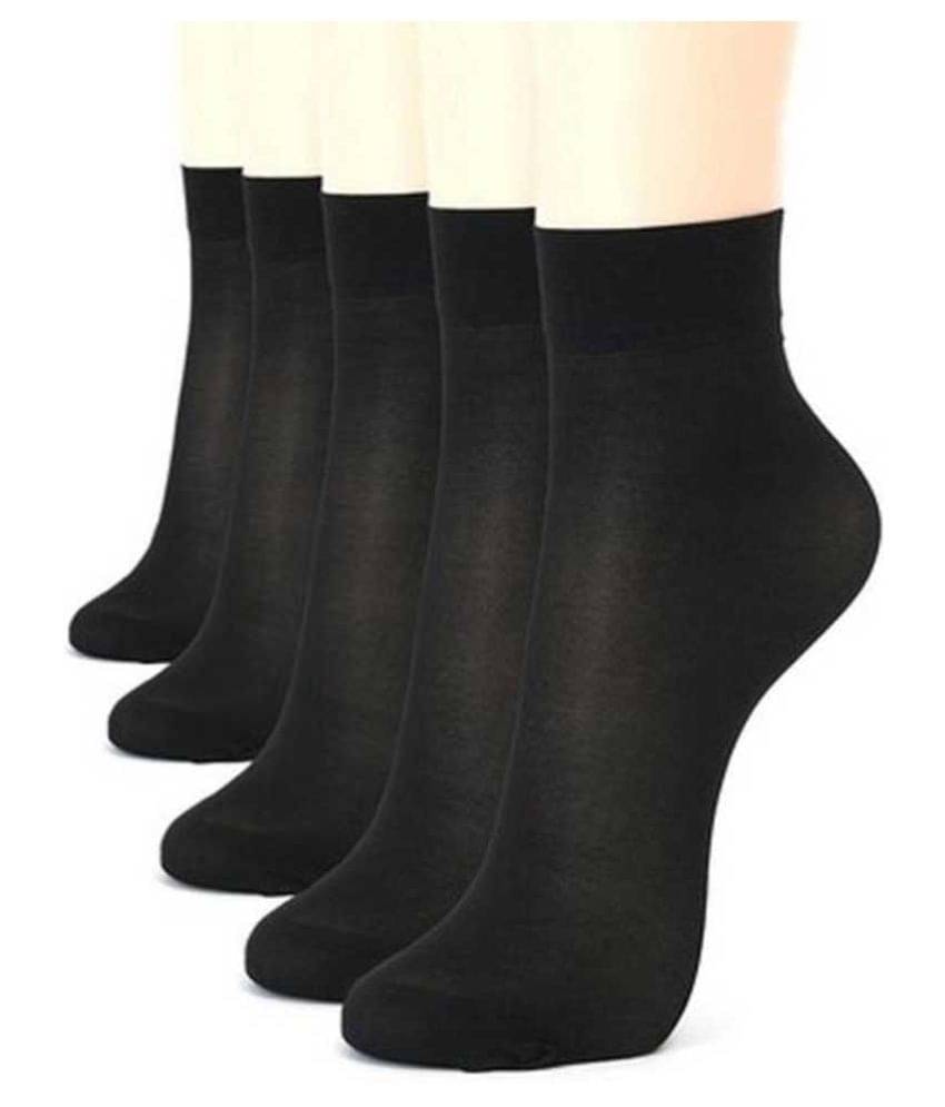     			Men & Women Solid Ankle Length Black Color Socks (Pack of 5)