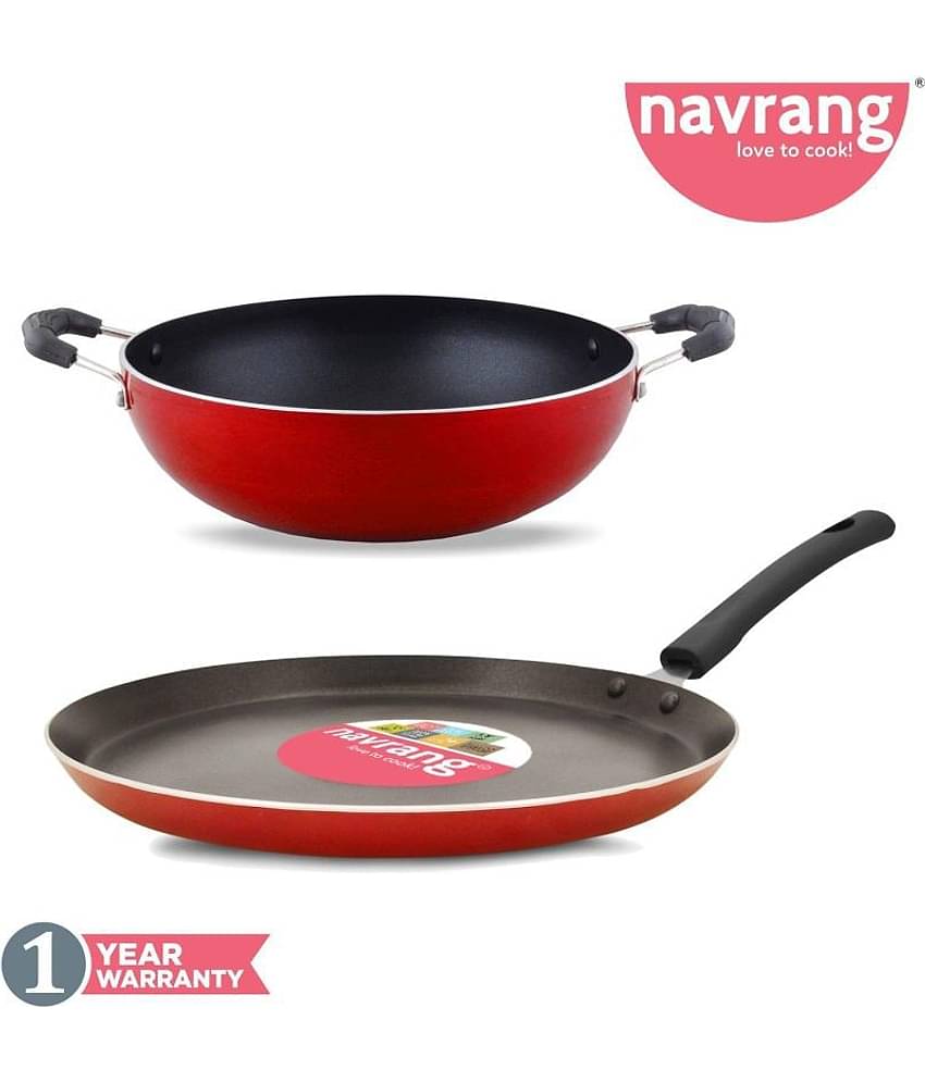 Navrang Non Stick Dosa Tawa 275+ Kadai 230 NON-INDUCTION