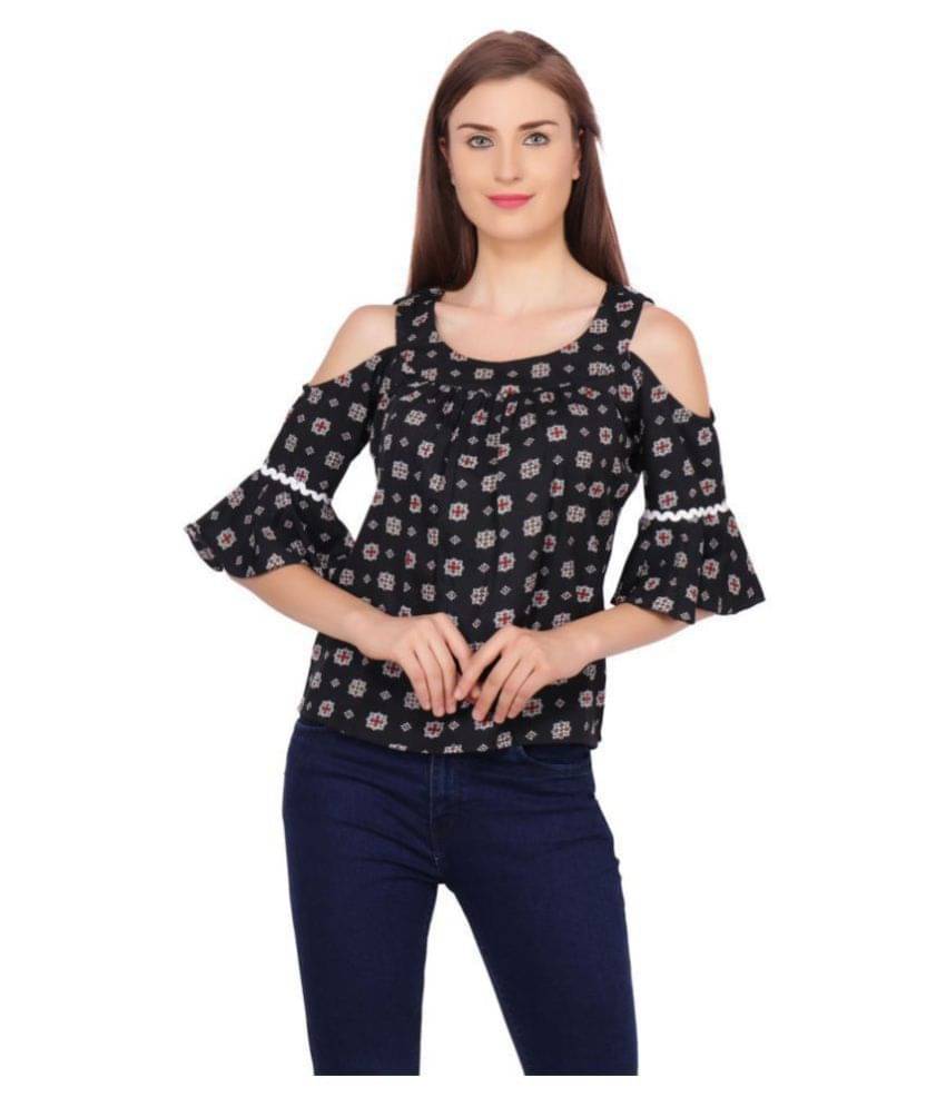     			POPWINGS Women's Polyester Regular Top ( Black )