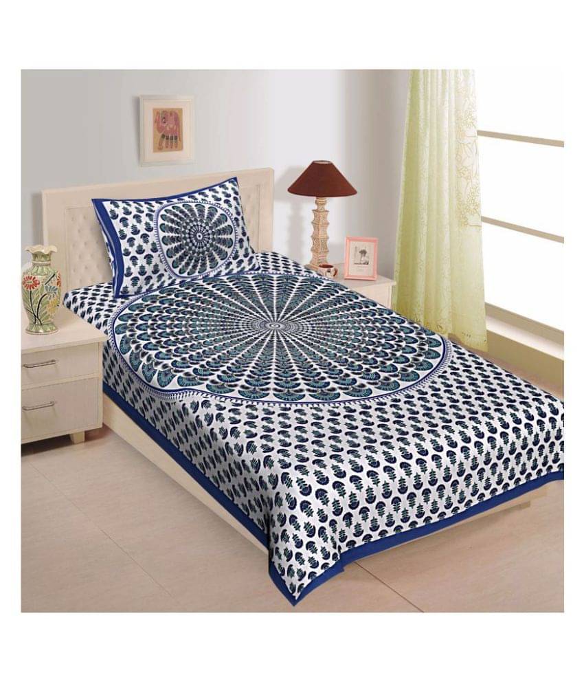     			Rangun Cotton Single Bedsheet ( Blue )