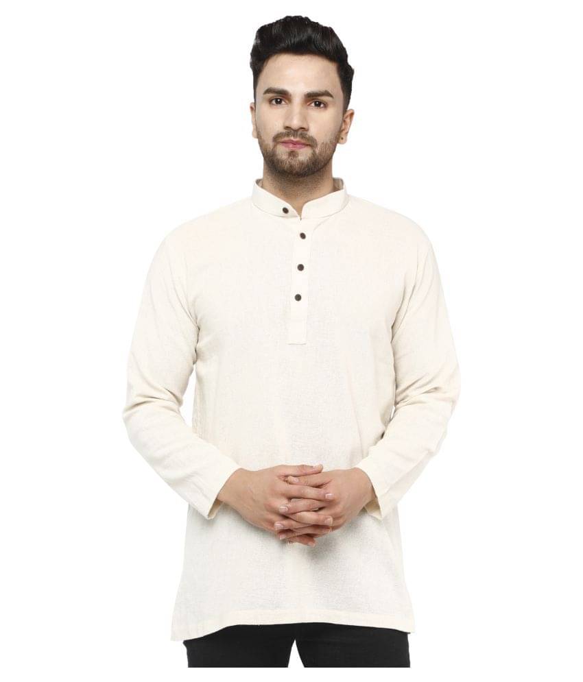     			SKAVIJ Off-White Cotton Kurta Single