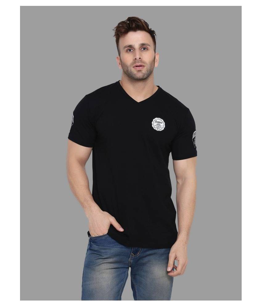 Tfurnish Cotton Blend Black Solids Slim Fit T-Shirt Tfurnish Cotton Blend Black Solids Slim Fit T-Shirt