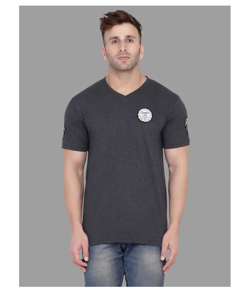 Tfurnish Cotton Blend Grey Solids Slim Fit T-Shirt     			Tfurnish Cotton Blend Grey Solids Slim Fit T-Shirt