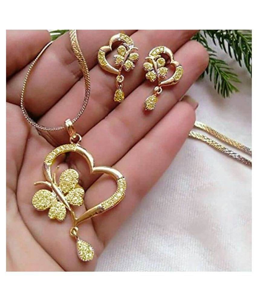     			Darshini Designs Gold Plated Butterfly Pendant Set For Girls And Women