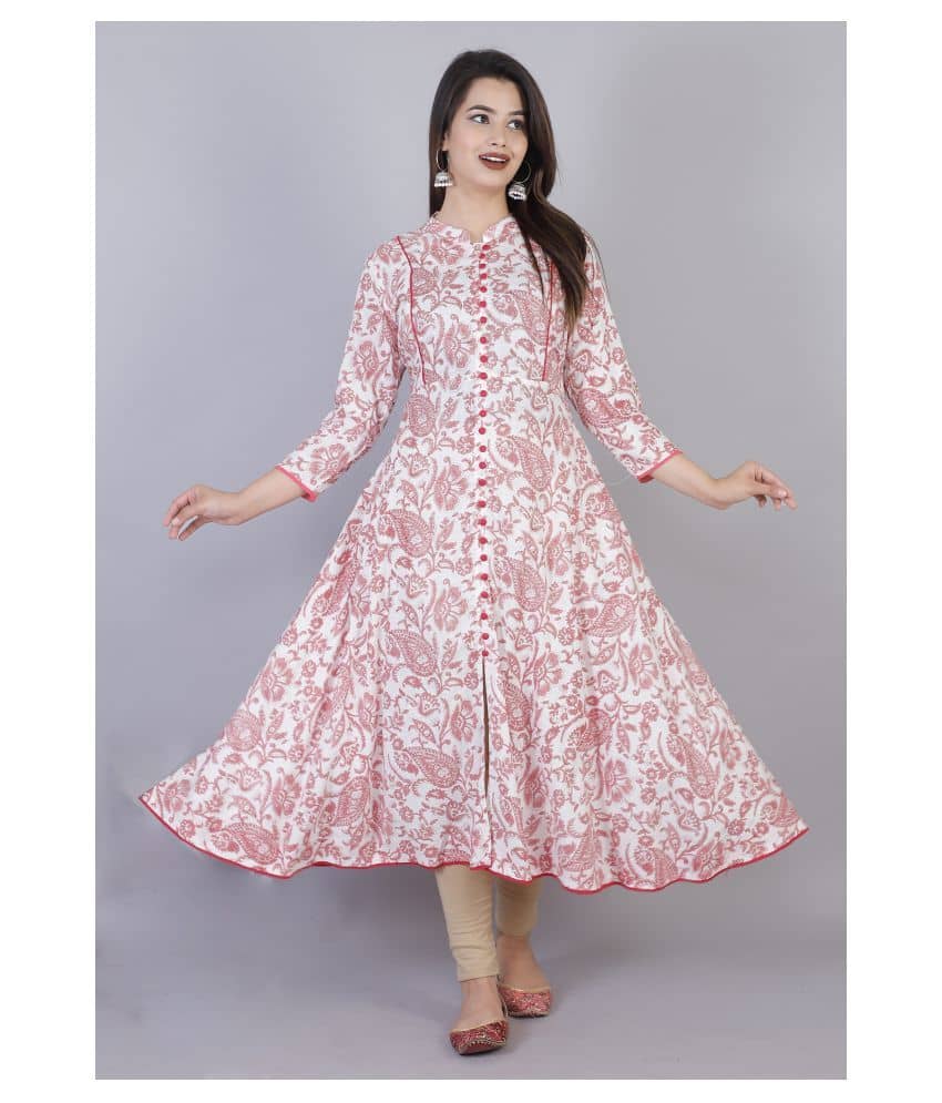 JC4U - Pink Rayon Women's Front Slit Kurti ( Pack of 1 ) - Kurtis, Tunics | Buy online on ZillyBuy