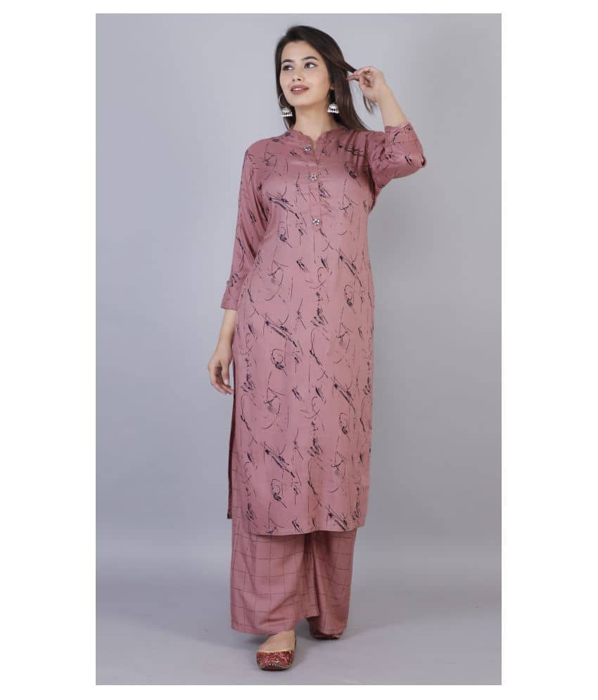 JC4U - Mauve Straight Rayon Women's Stitched Salwar Suit ( Pack of 1 )