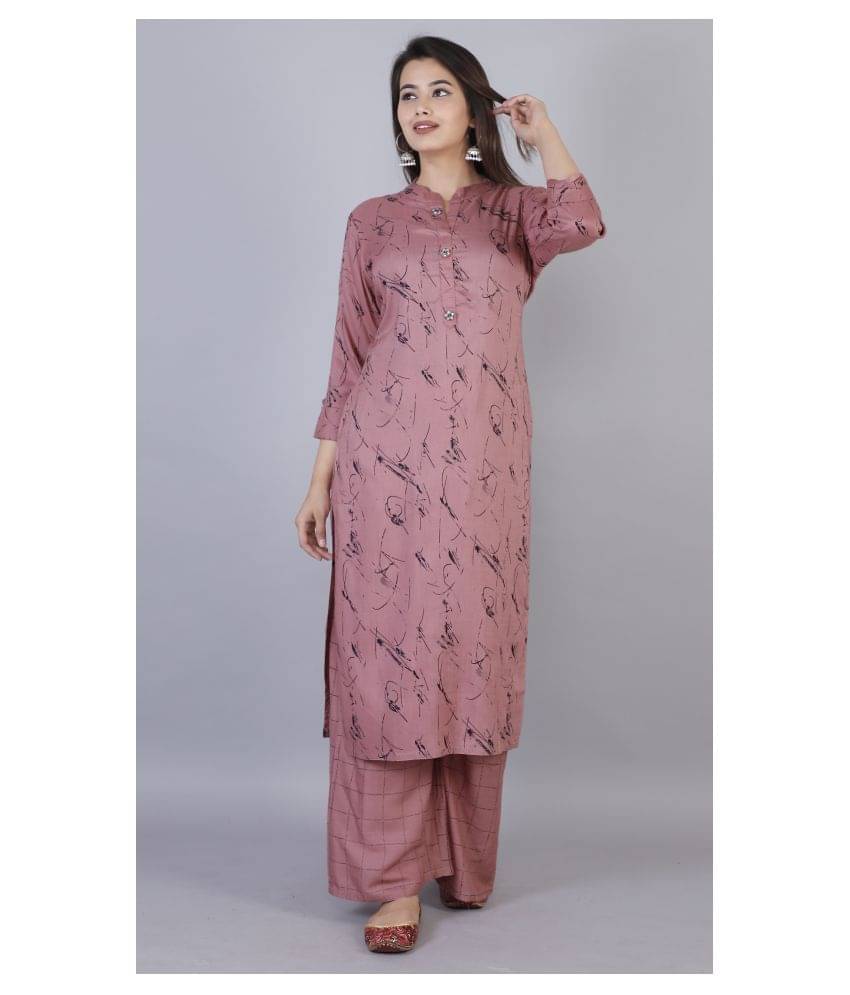 JC4U - Mauve Straight Rayon Women's Stitched Salwar Suit ( Pack of 1 ) JC4U - Mauve Straight Rayon Women's Stitched Salwar Suit ( Pack of 1 )