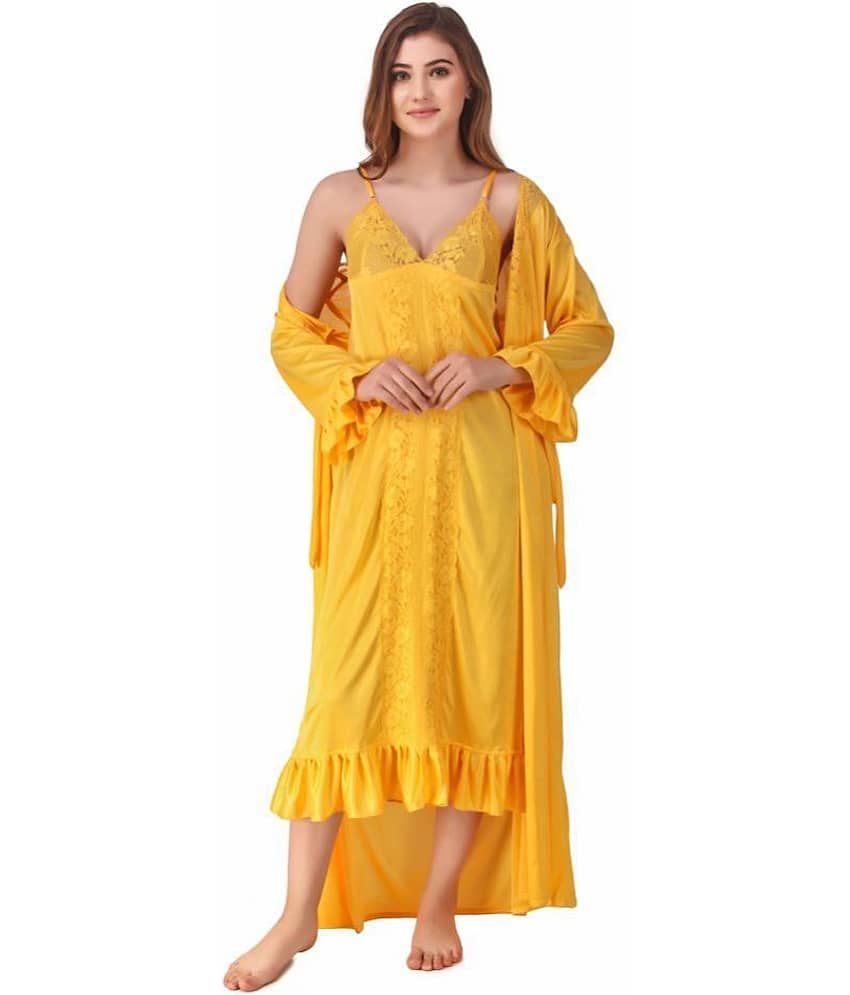 Reposey Satin Nighty & Night Gowns - Yellow - Nightwear & Loungewear | Buy online on ZillyBuy