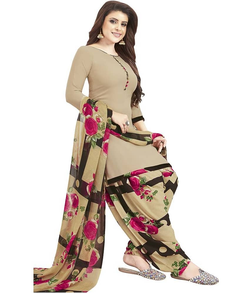 SAI DESIGNS Brown Crepe Dress Material - Unstitched Fabrics | Buy online on ZillyBuy