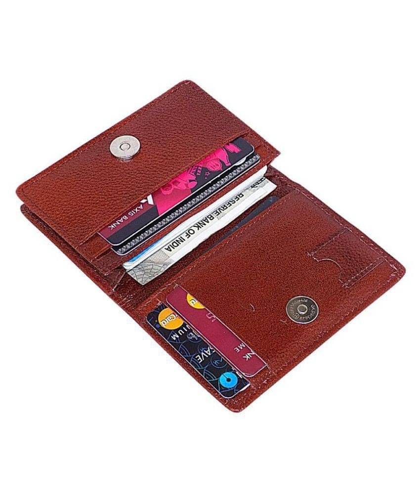     			Style 98 Brown Leather Credit/Debit Card 5 Slot Card Holder For Men & Women