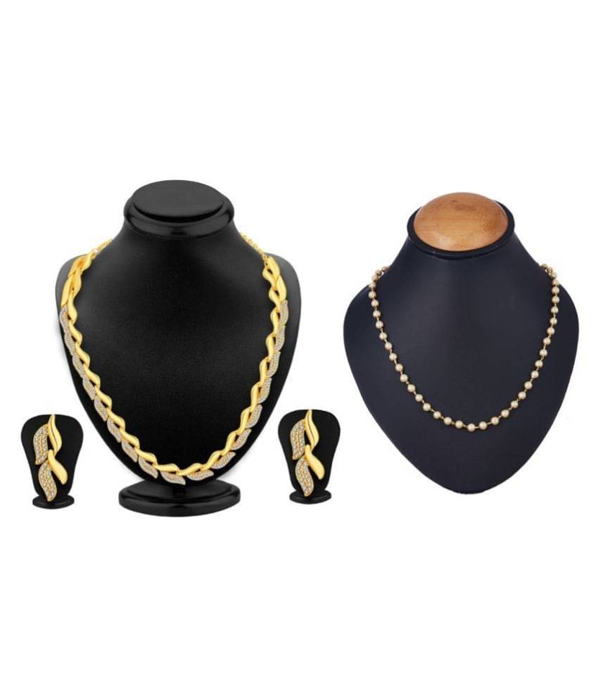 Zeneme Alloy Multi Color Contemporary Designer Gold Plated Necklace set Combo Zeneme Alloy Multi Color Contemporary Designer Gold Plated Necklace set Combo