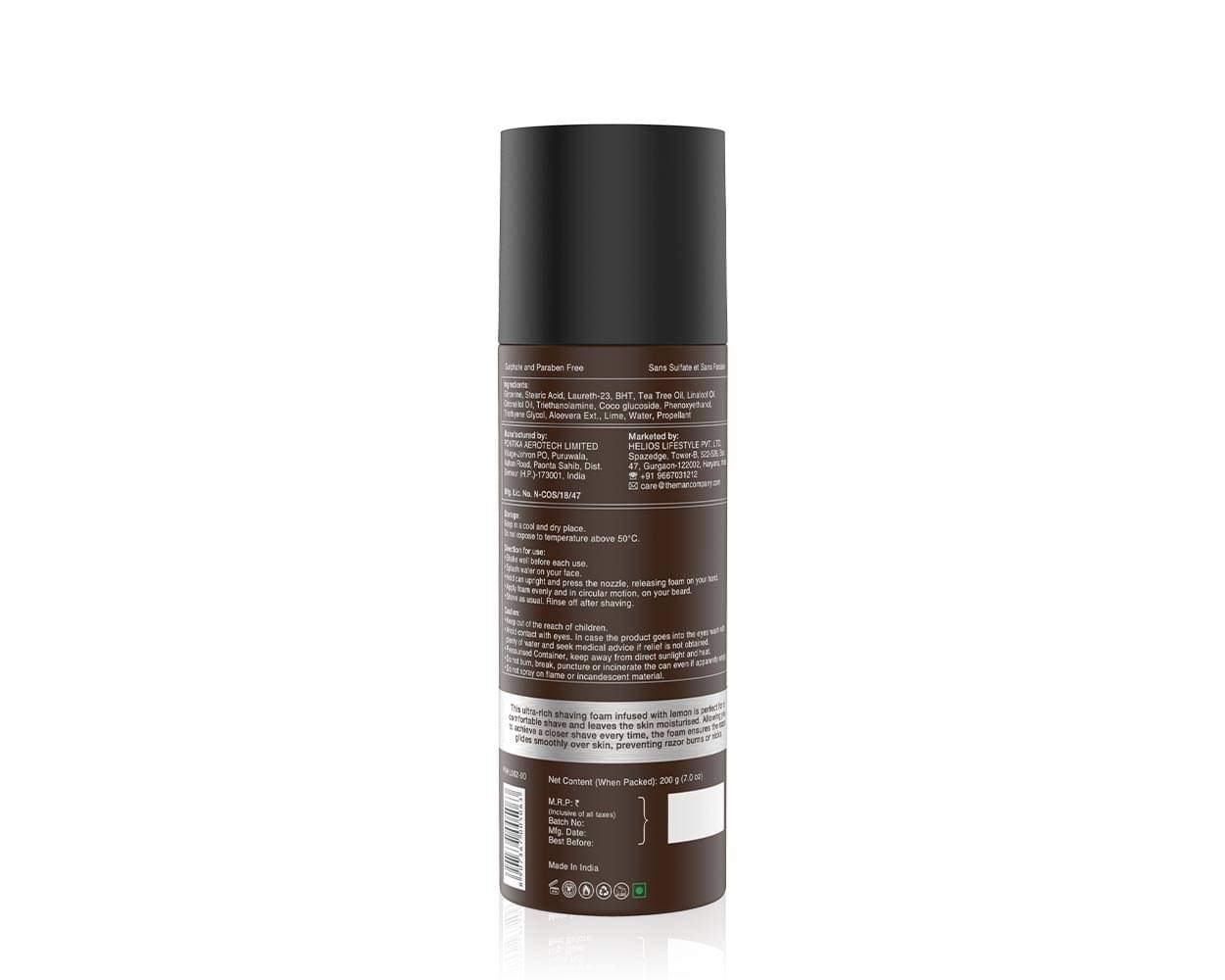 The Man Company Shaving Foam For Men with Aloevera, Lemon and Tea Tree | Anti Inflammatory, Moisturizes Skin - 200gms The Man Company Shaving Foam For Men with Aloevera, Lemon and Tea Tree | Anti Inflammatory, Moisturizes Skin - 200gms