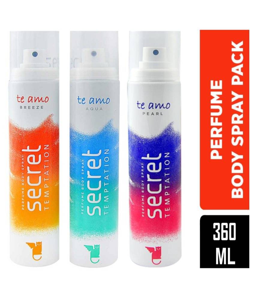     			Secret temptation Te Amo Aqua, Breeze and Pearl No Gas Perfume Body Spray Combo Perfume Body Spray - For Women (360 ml, Pack of 3)