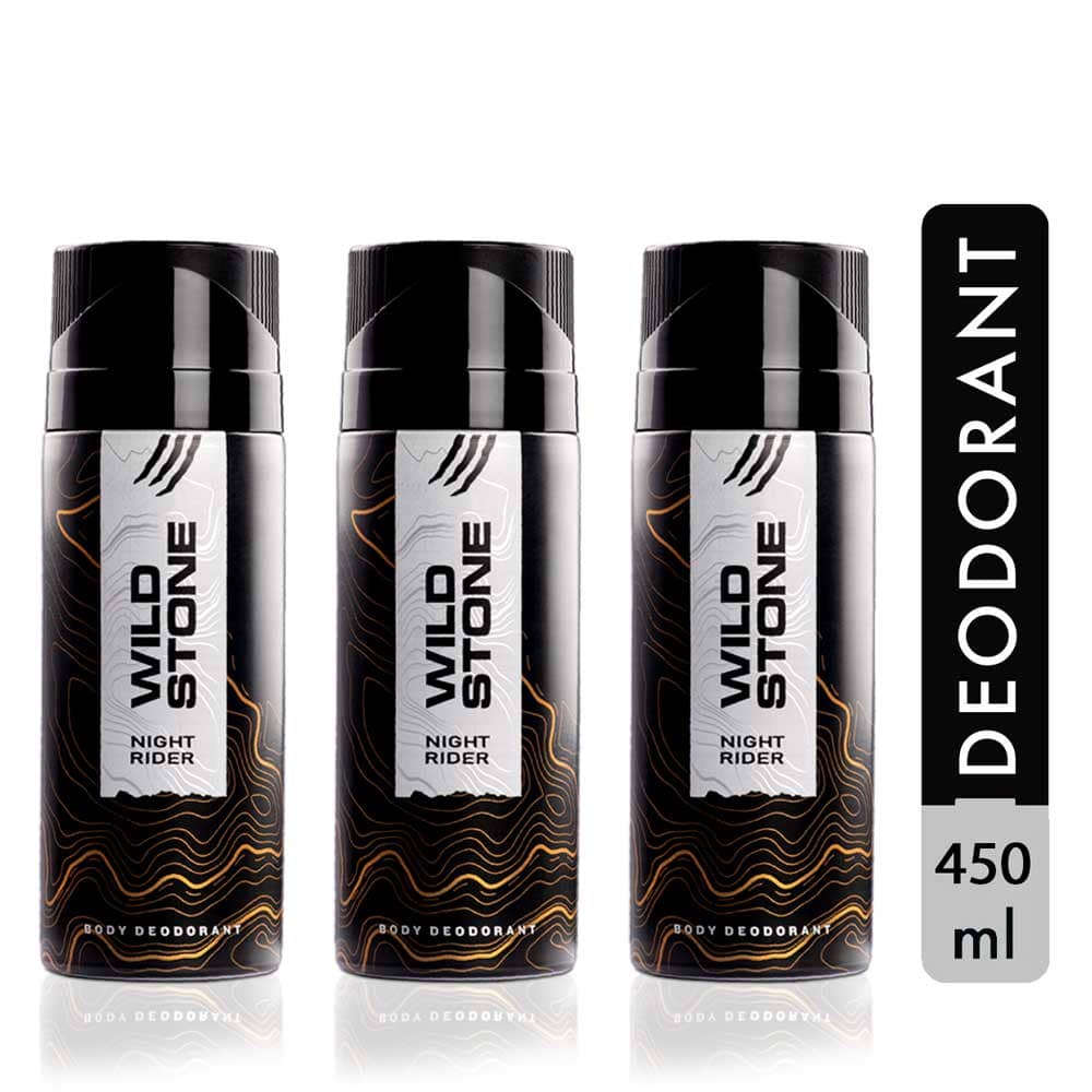 Wild Stone Night Rider Deodorant Spray - For Men (450 ml, Pack of 3)