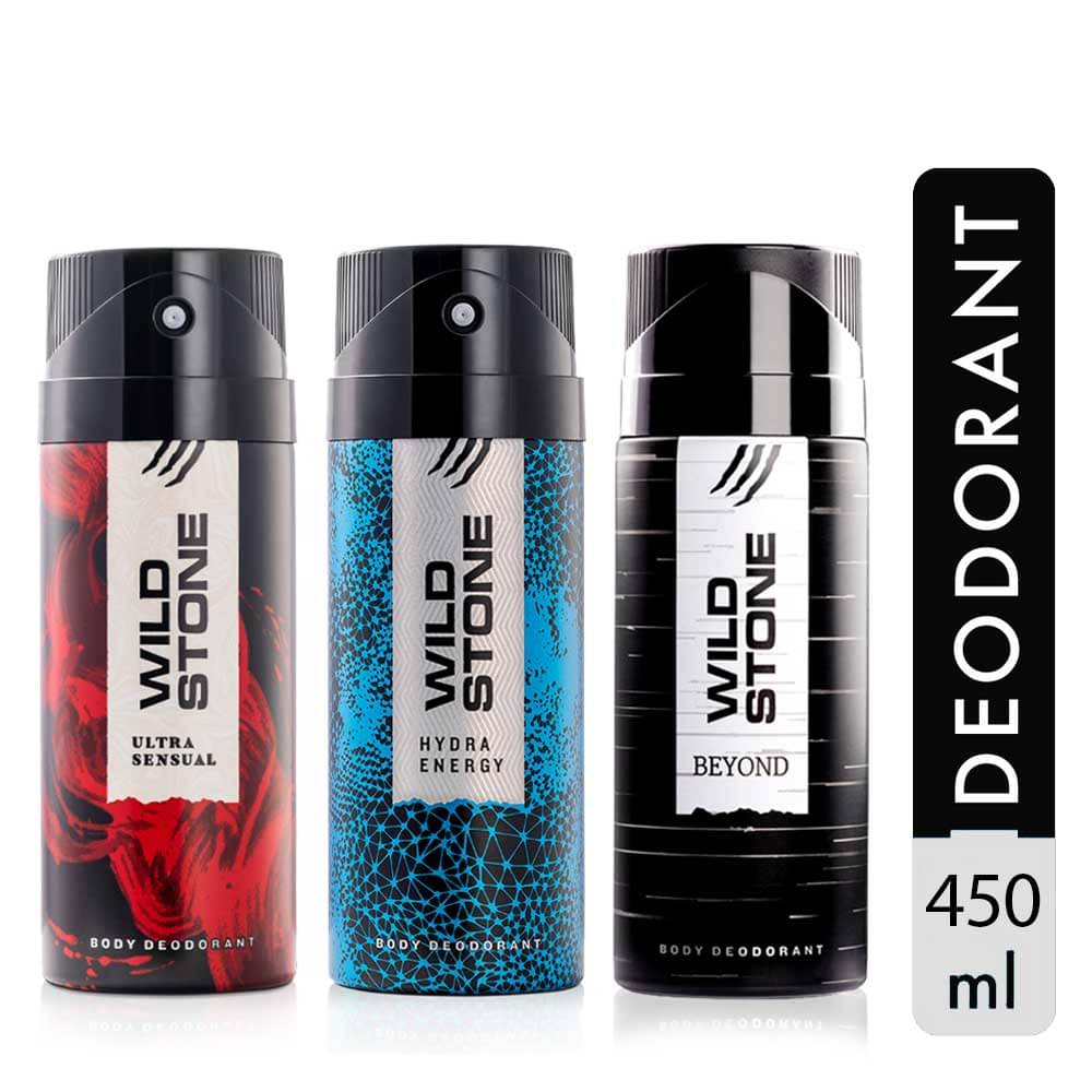     			Wild Stone Beyond, Hydra Energy and Ultra Sensual Deodorant Combo for Men, Pack of 3 (150ml each)