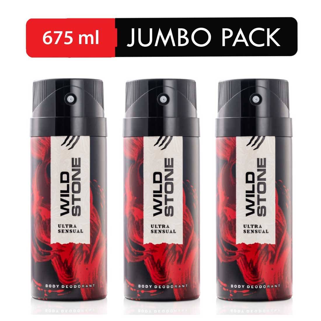     			Wild Stone Ultra Sensual Deodorant Spray for Men 225 ml ( Pack of 3 )