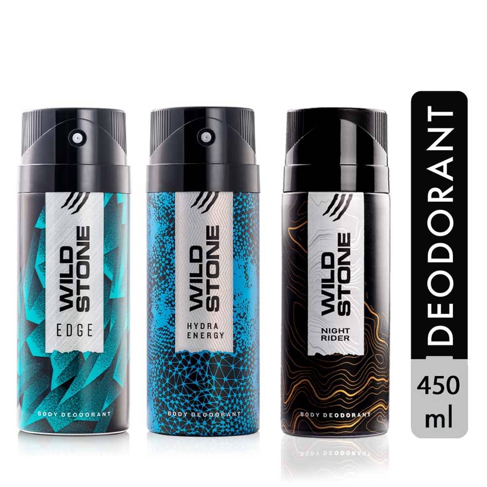     			Wild Stone Edge, Hydra Energy and Night Rider Deodorant Combo for Men, Pack of 3 (150ml each)