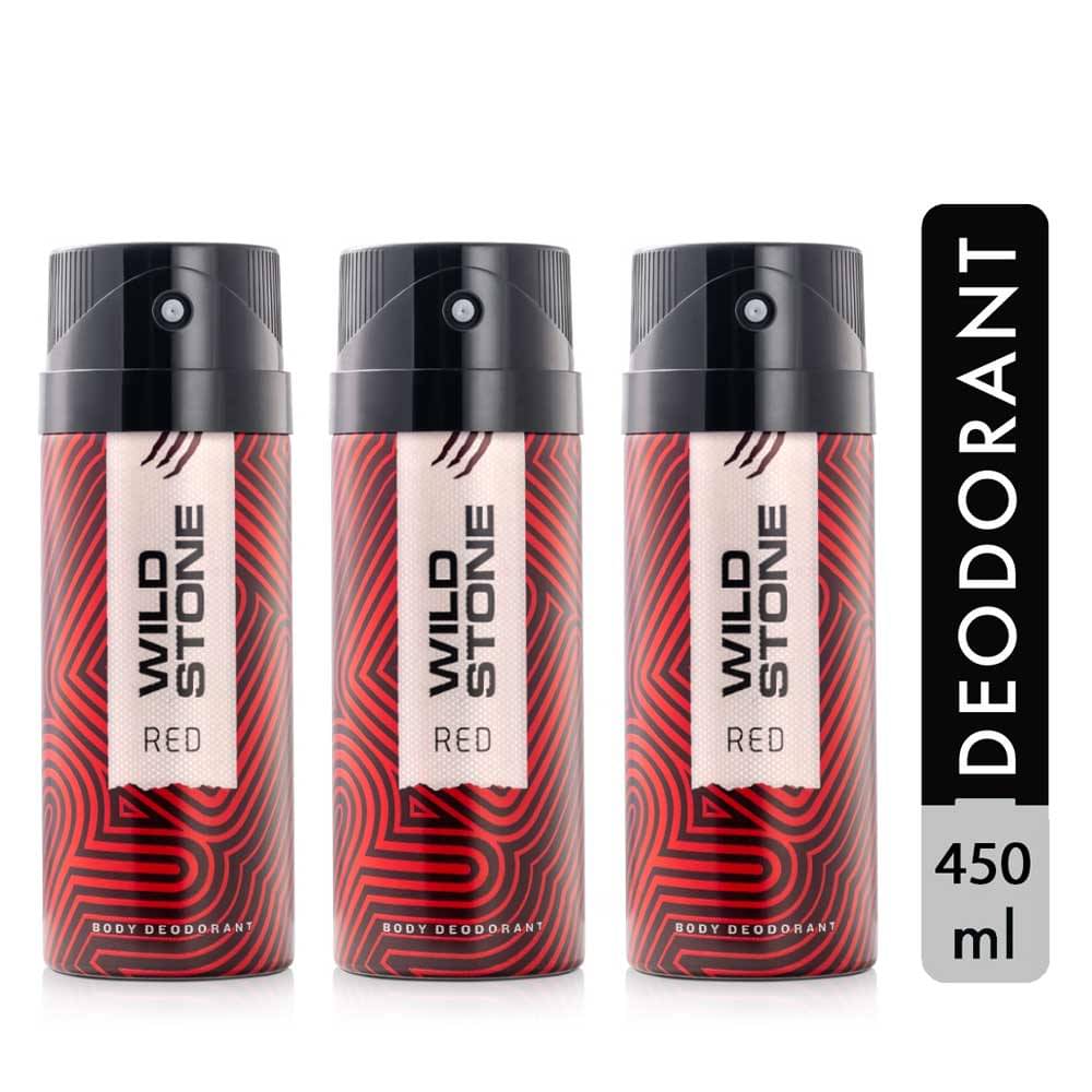     			Wild Stone 3 Red Deodorant Spray - For Men (450 ml, Pack of 3)
