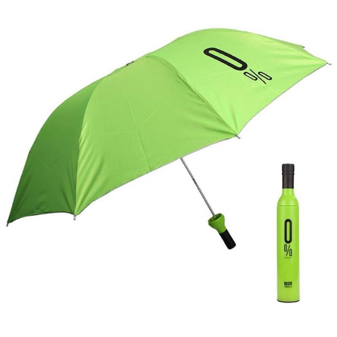     			wine bottle Green umbrella 3 folding sunscreen UV protection For Girls Green Umbrella