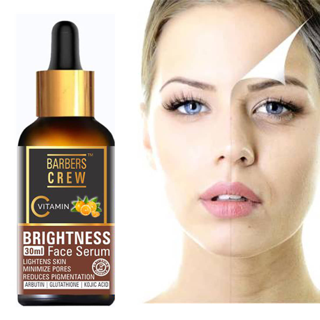 Barbers Crew Vitamin C 20% Brightness Facial Serum- For Skin Anti Aging & Glowing Skin- Face Serum 30 mL