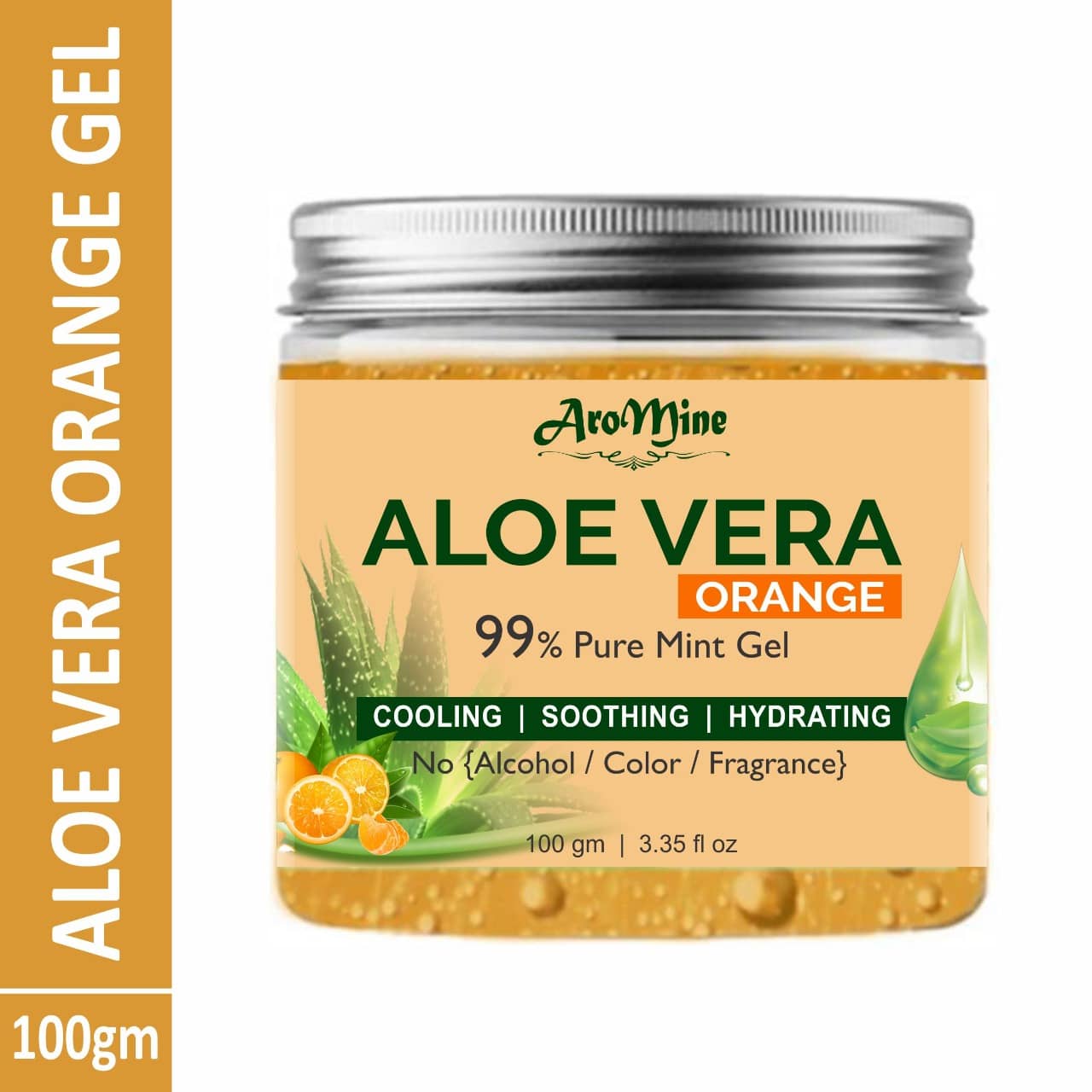 Aromine 100% Pure & Natural Orange Aloevera Gel For Skin Glowing & Fairness- Moisturizer 100 gm
