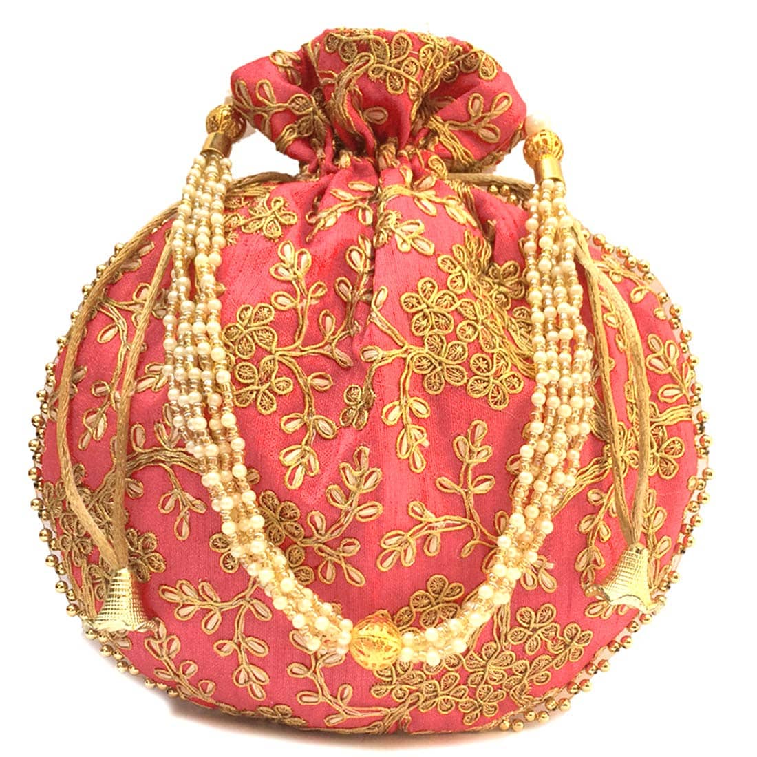 Bulbul Pink Silk Potli - Handbags | Buy online on ZillyBuy
