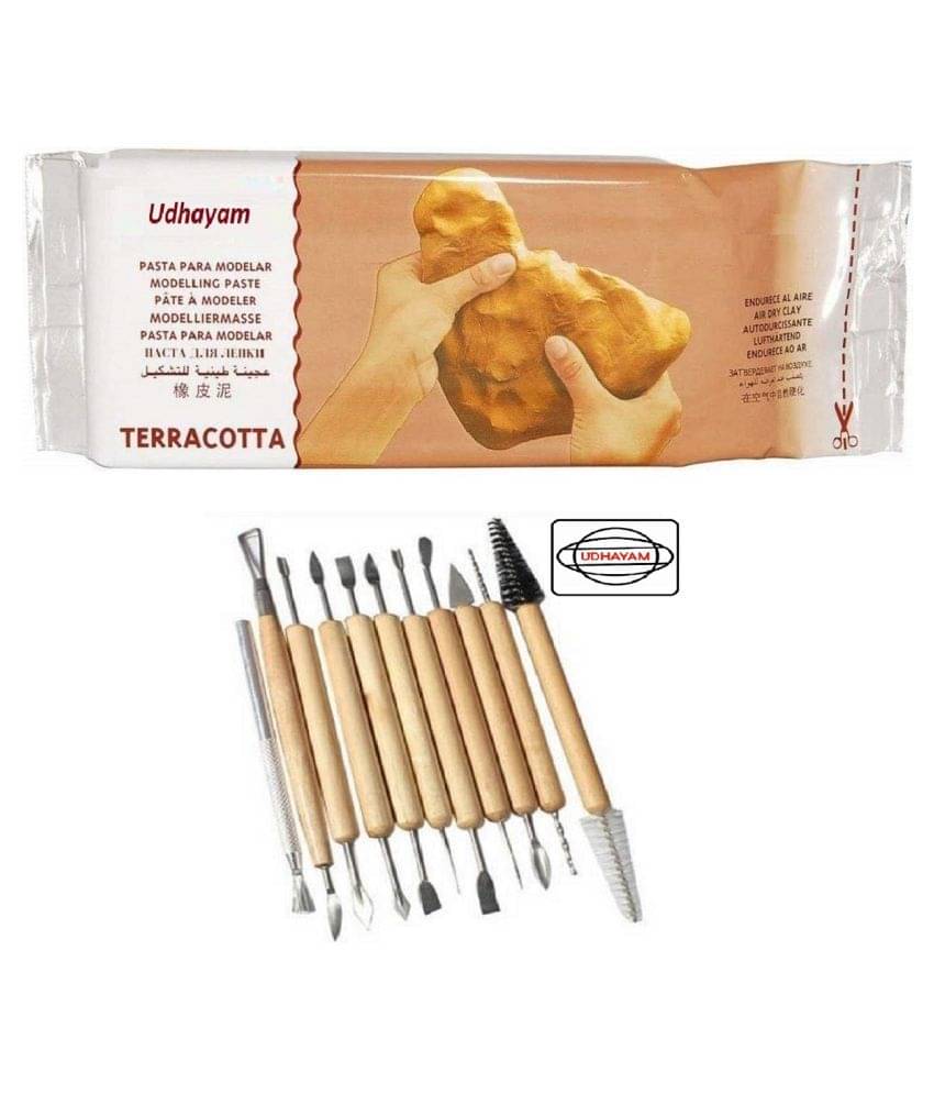 Udhayam Air Dry Modelling Clay (brown) with 11pcs pottery tool Udhayam Air Dry Modelling Clay (brown) with 11pcs pottery tool