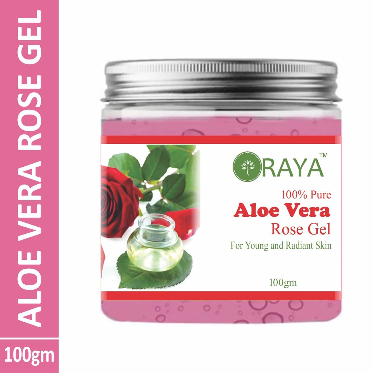 ORAYA 100% Pure Rose AloeVera Gel For Skin Whitening & Glowing Cleanser 120 mL
