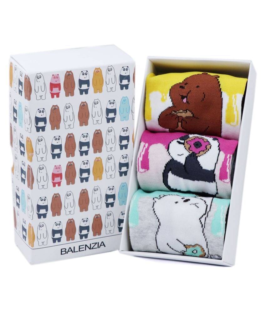     			We Bare Bears By Balenzia Low Cut Socks For Women with Gift Box (Pack Of 3)
