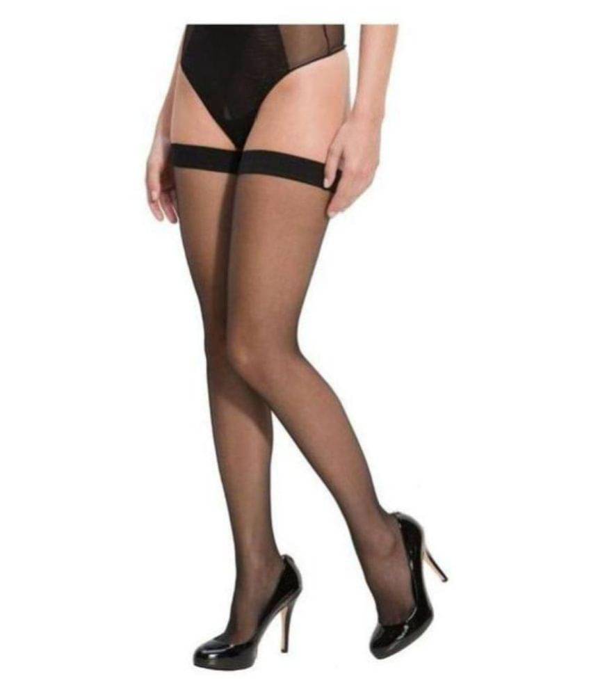     			Neska Moda - Black Nylon Women's Full length Stockings ( Pack of 1 )