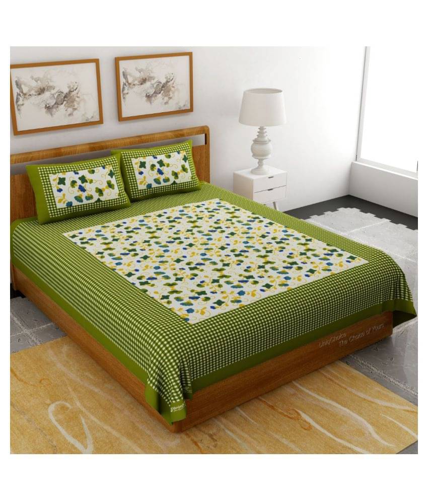     			Uniqchoice Cotton Double Bedsheet ( Green )