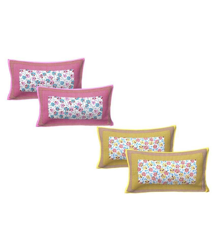 AJ Home Pack of 4 Cotton Multi Pillow Cover (17 X 27 Inch)