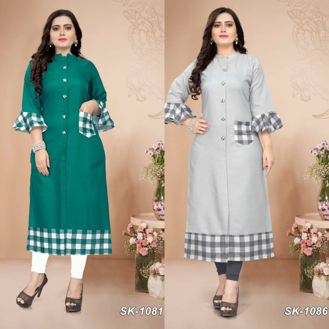 Lerkiza - Multicolor Cotton Women's Straight Kurti ( Pack of 2 ) - Kurtis, Tunics | Buy online on ZillyBuy