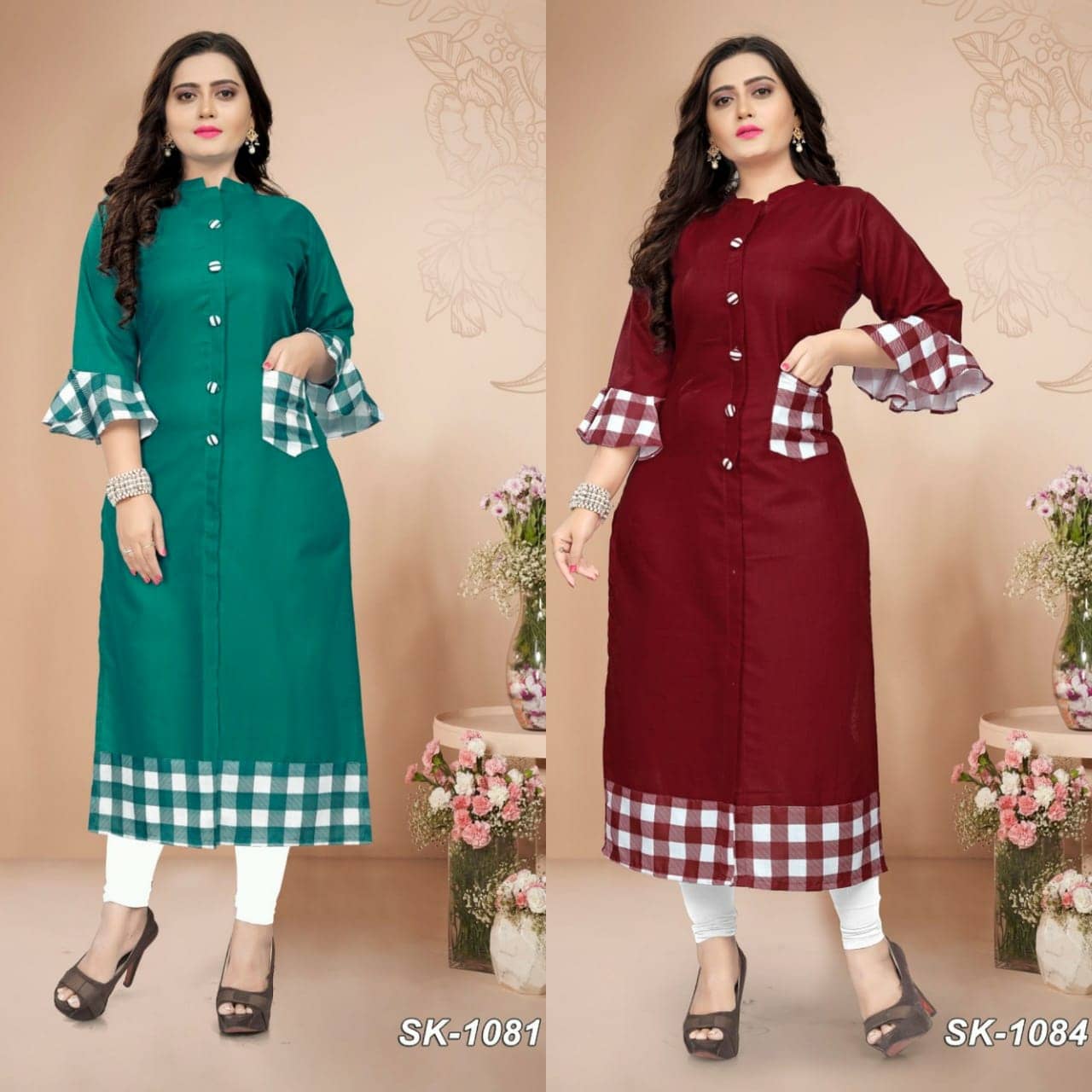 Lerkiza - Multicolor Cotton Women's Straight Kurti ( Pack of 2 ) - Kurtis, Tunics | Buy online on ZillyBuy