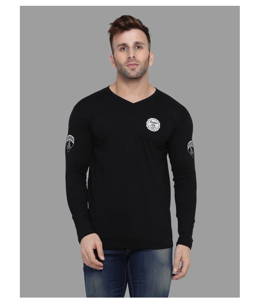     			Tfurnish Cotton Blend Black Solids T-Shirt