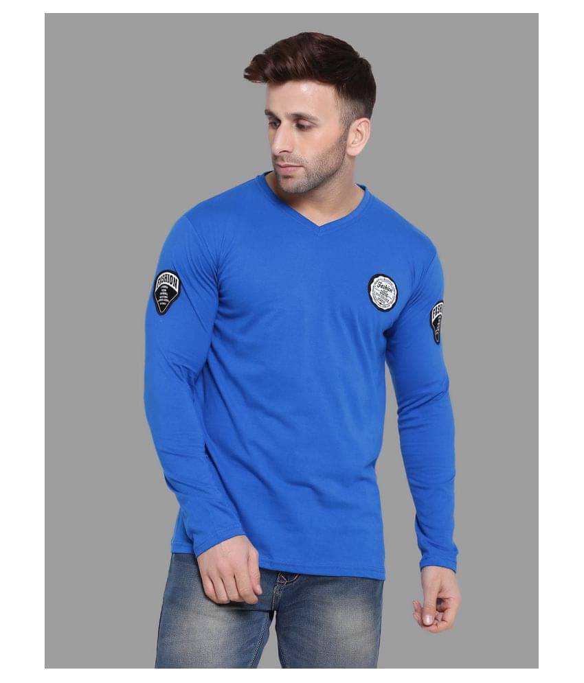     			Tfurnish Cotton Blend Blue Solids T-Shirt