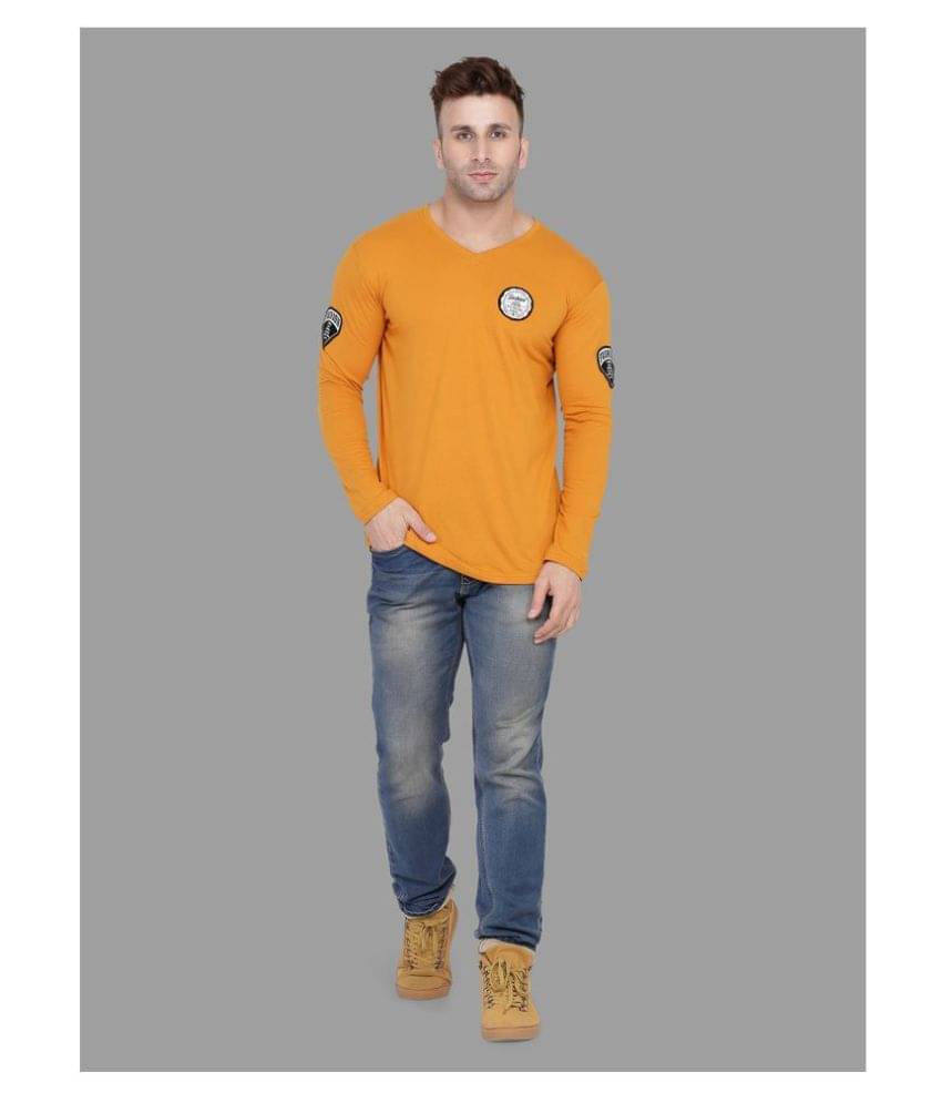 Tfurnish Cotton Blend Gold Solids T-Shirt Tfurnish Cotton Blend Gold Solids T-Shirt