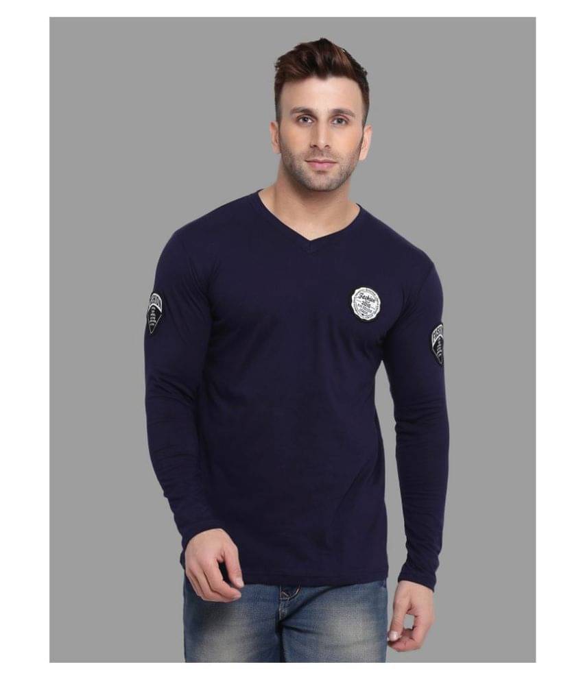 Tfurnish Cotton Blend Navy Solids T-Shirt Tfurnish Cotton Blend Navy Solids T-Shirt