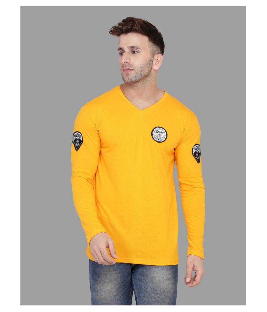 Tfurnish Cotton Blend Yellow Solids T-Shirt Tfurnish Cotton Blend Yellow Solids T-Shirt