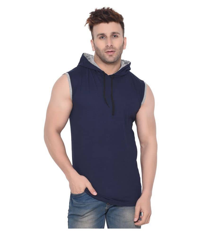 Tfurnish Cotton Blend Blue Solids T-Shirt