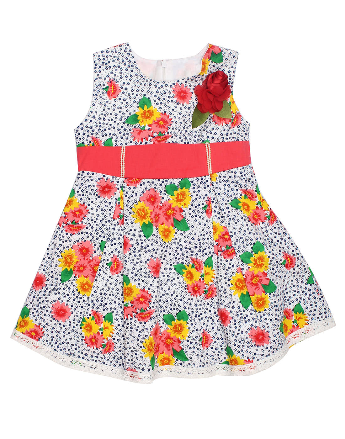 Babeezworld 100% Cotton A-line For Girls ( Pack of 1 , Multi )