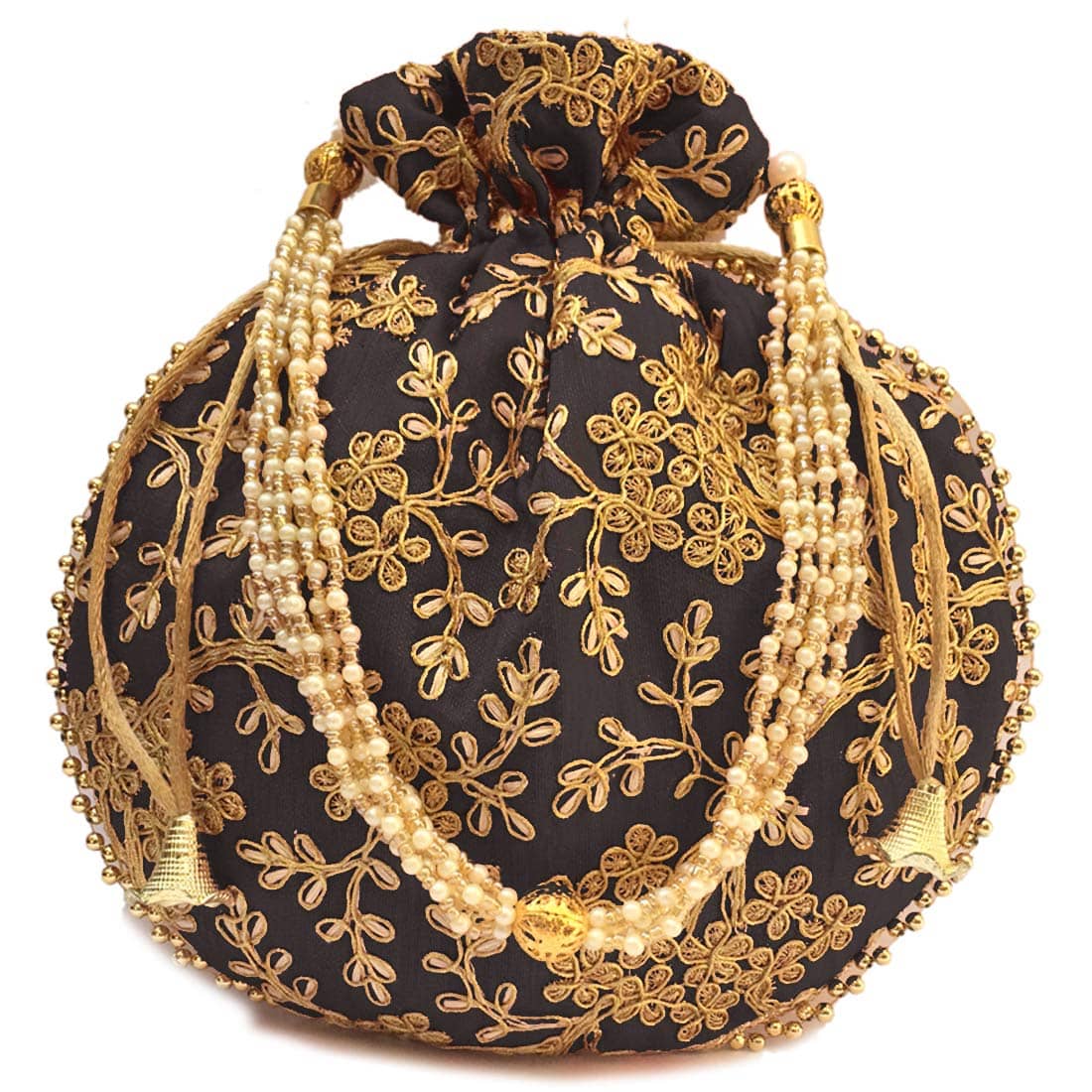 Bulbul Black Silk Potli - Handbags | Buy online on ZillyBuy
